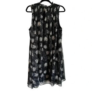 JOIE Women's Size XL Mini Dress Sleeveless Sheer Overlay Floral Flowy